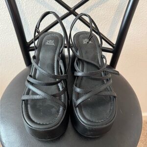 Wild Diva Black Platform Strappy Sandals
